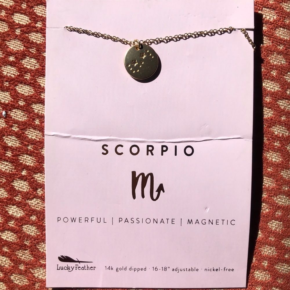 Lucky Feather Scorpio necklace- perfect October/November birthday gift!